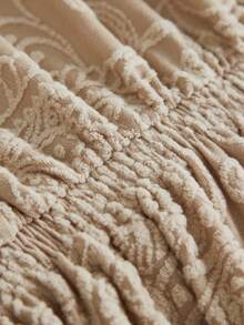 1pc Ruffled Sofa Cover, Made Of Plush Jacquard Fabric, European Style Decor, Easy Installation, Stain & Pet Scratch Resistant, Suitable For Living Room, Study Room, Office Sofa, All Season - Khaki - View 10