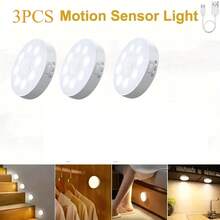 1 件/3 件/6 件运动传感器 LED 夜灯,USB 可充电橱柜灯,白光/暖白光,适用于卧室床边、厨柜衣柜灯、楼梯墙壁装饰、走廊灯(250mAh) - 白色帶撥動開關 - 查看 13
