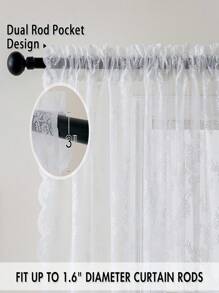 1pc White Floral Lace Sheer Curtain, Modern Minimalist Polyester Jacquard Window Curtain Suitable For Living Room, Bedroom, Outdoor Party, Home Use