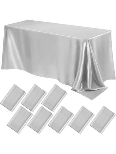 102 x 58 Zoll Satin Tischdecke, rechteckiger Bettrock, seidiges Material, champagnerfarbene Party Tischdecke geeignet für rechteckige Esstische, Partys, Feiertage, Hochzeiten (Elfenbeinweiß)