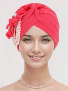 1pc Retro British Felt Headband Hat, Women's Church Derby Headpiece With Flower Decor, Soft Beret Cap