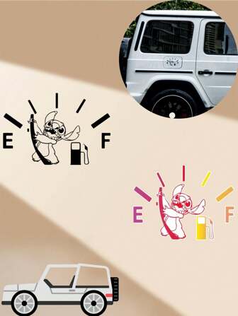 1/2/4 stuks schattige Disney Stitch Cartoon Gas Tank Sticker, gepersonaliseerde krasbestendige stickers, decoraties voor de brandstoftank van auto's, creatieve sticker, krasbestendige anime autostickers, cadeaus voor de feestdagen, entertainmentgraffiti (levering in willekeurige kleur)