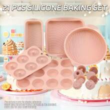 Silicone Baking Molds, Catering Baking Tools: Including 1pc Loaf Bread Mold, 1pc 6-Cavity Donut Mold, 1pc 12-Cup Muffin Pan, 1pc Round Cake Mold, 1pc Square Cake Mold, 1pc Mini Cupcake Mold. Non-Stick And Easy To Demold, Suitable For Making Various Shaped Desserts, Jellies, Puddings, Cakes, Cookies And Other Baked Goods For Home, Restaurant, Food Truck, And Pastry Shop Use.
