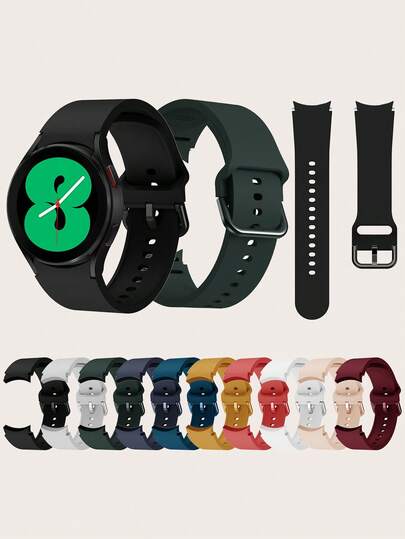 1 pieza Correa de reloj inteligente de silicona de unicolor y liberación rápida informal, compatible con Galaxy Watch de 40mm/42mm/43mm/44mm/45mm/46mm/47mm 7/6/5/4