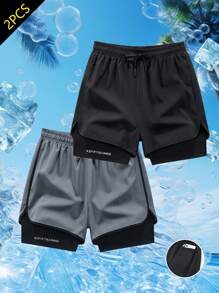 2pcs Sportswear Shorts Set For Summer, Quick Dry Breathable Light & Comfortable, Suitable For Gym Workout, Running, Casual Wear, Minimalist Design, Multi-Color Available