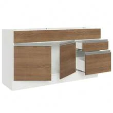 Alacena Madesa Glamy 150 cm 2 Puertas (Sin Encimera y Tarja) Color Blanco y Marrón - Blanco y Marrón - Ver 4