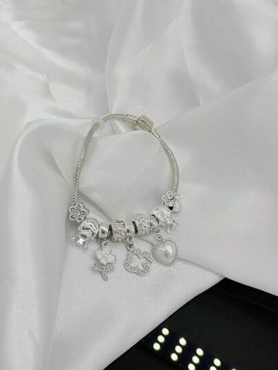 Pulseira Prata e Vivara Bijuteria Prata Com Pingente Banho Com Verniz Presente