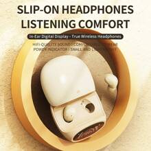 Écouteurs sans fil améliorés avec microphone, écouteurs sans fil miniatures mignons intra-auriculaires avec affichage LED, étui de recharge mini pour hommes et femmes