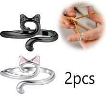 3/4/5/6 قطع خطافات كروشيه للنساء للتوتر القابل للتعديل والأصبع لا يؤذيها أثناء الحياكة ، علبة تخزين عشوائية