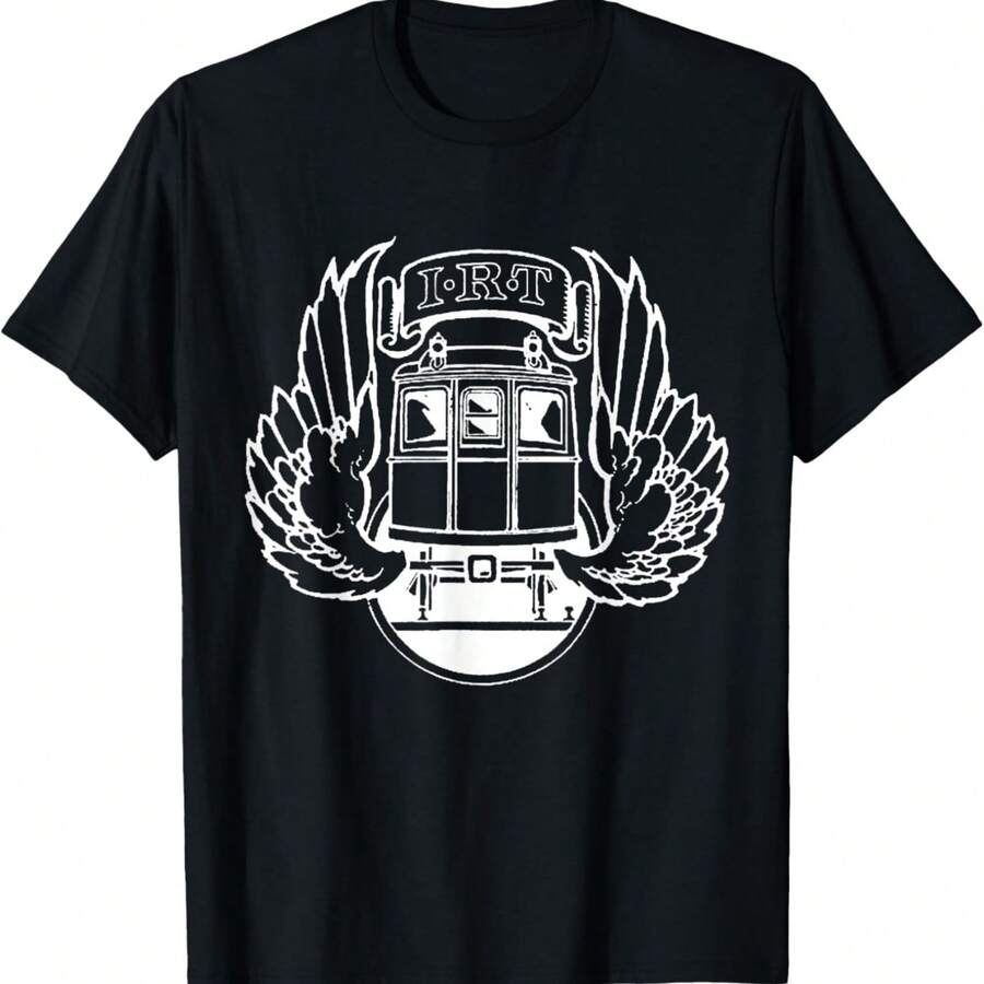 Camiseta retro del metro de la ciudad de Nueva York de la IRT para adultos y universitarios, negra, talla única, manga corta - Negro - Ver 1
