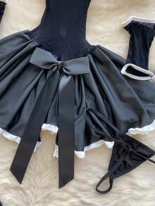 1 zestaw seksownego i słodkiego kostiumu z siateczki typu "bodystocking"