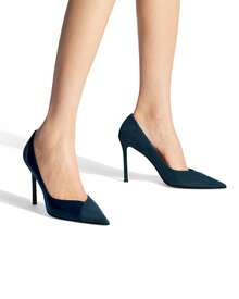 Women's Pointed Toe Stiletto Pumps High Heels Patent Suede Slip On Office Wedding Dress Shoes - 藏蓝色 - 查看 2