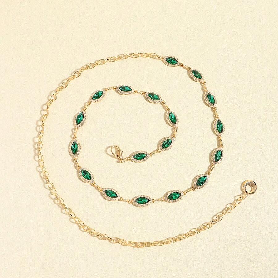 Fashionable Metal Versatile Rhinestone Inlaid Waist Chain