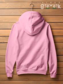 Plain Sweatshirt With No Print And Hood  2042 - 淺粉色 - 查看 2