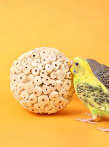 1 pieza Pelota de paja de mar para morder del loro, juguete para afilar el pico, apropiado para loros, cacatúas, guacamayos, agapornis, periquitos, canarios y otras aves pequeñas, suministros de aves inteligentes, juguete para loros, suministros para aves, pelota de enriquecimiento para la cacatúa