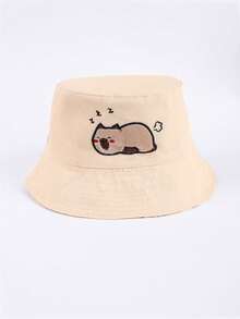 1pc Kids Reversible Piggy Print Bucket Hat, Unisex Children Sunscreen Bucket Hat For Daily Wear