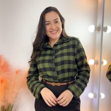 Women's Plaid Flannel Shirt Casual June Party Fashion Overlay Flannel Blouse Autumn Winter - màu xanh lá - Xem 6