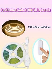 1pc 3.28ft-16.4ft LED Light Strip, 320 LEDs/M, Button Control, 3 Color Temperature Options, Suitable For Party, Room, Kitchen, Home TV, Household Decoration