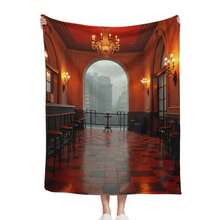 Luxurious Bar With City View, Warm Lighting, And Checkered Floor Home Use, Travel, Camping, Personalized Blanket A Perfect Gift For Family And Friends_00001_