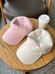 1Pc Y2K Style Bow Embroidery Baseball Cap, Adjustable Dad Hat, Cute Sweet Style Multipurpose Sun Hat Wear Cowboy Sport Baseball Cap, Vintage Embroidery Sun Block Outdoor Fashion Dad Hat Trucker Hat Women Girls - Pink - View 13