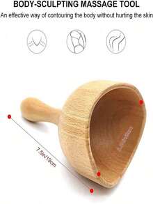 1 Set de Herramientas de Masaje de Madera, que incluye Herramienta de Masaje con Ventosas de Madera, Herramienta Gua Sha, Masajeador de Drenaje Linfático, Adecuado para Juego de Terapia de Madera y Terapia de Masaje Corporal Gua Sha. Accesorios de Fitness - Multicolor - Ver 9