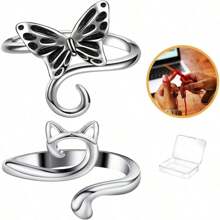 2 Pieces Crochet Rings For Crocheting Cute Yarn Guide Knitting Ring For Finger Adjustable Yarn Tension Ring Crochet Supplies