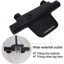 PHASAT Duschsystem Schwarz Thermostat Duscharmatur Duschset Regendusche mit 3 Funktion Handbrause und Überkopfbrause SB05D - Schwarz (schwarz) C - Übersicht 8