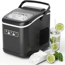 12 Kg 24H Ice Cube Machine, 9 Ice Cubes In 6 Minutes, 2 Sizes Of Bullet Ice, Self-Cleaning Ice Cube Maker With Scoop And Basket - EU F Type Plug(220-240V) - View 1