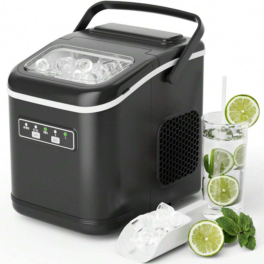 12 Kg 24H Ice Cube Machine, 9 Ice Cubes In 6 Minutes, 2 Sizes Of Bullet Ice, Self-Cleaning Ice Cube Maker With Scoop And Basket - EU F Type Plug(220-240V) - View 1