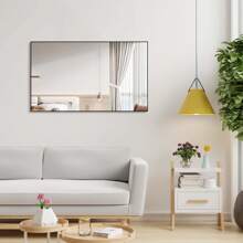BEAUTME Bathroom Wall Mirror, Multiple Sizes Available, Black Bathroom Mirror, Aluminum Frame & Right Angle Rectangular Mirror, Vanity Mirror For Bathroom, Decorative Wall Mounted Mirror Horizontal/Vertical