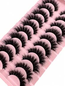 10 Pairs Long Thick Fluffy Volume False Eyelashes Faux Mink Lashes DD Curl Fake Eyelash Full Strips Manga Spiky Cross Eye Lashes 5 Styles Mixed 5D Fluffy Lashes, Thick Cross False Lashes, Multi-Layered Curly Lashes, Create Dramatic Thick Effect Suitable For Parties And Celebrations