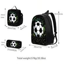 3件套游戏主题背包套装（黑色/荧光色/彩色），含铅笔盒和收纳袋 - 耐用涤纶材质，轻便时尚，混色设计