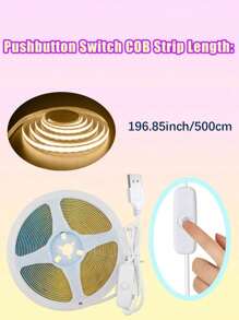 1pc 3.28ft-16.4ft LED Light Strip, 320 LEDs/M, Button Control, 3 Color Temperature Options, Suitable For Party, Room, Kitchen, Home TV, Household Decoration