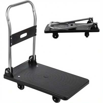Folding Platform Trolley, Heavy Duty Hand Sack Truck With Handle, Rolling Flatbed Cart Dolly For Easy Transportation And Heavy Lifting (400kg Capacity)