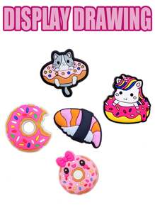 16-23-33-53-61 pièces Série d'emballage plat mélangé rose, baleine, dessert, licorne, chat, papillon, étoile de mer, articles de papeterie, lavable détachable, accessoires de mode pointus, illuminent chaque étape du style, incrusté dans les chaussures de l'artisanat, perle brillante, mignon pour le port quotidien d'été