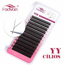 FADVAN 0.07 8-12mm C/D/L/M-Curl Mix Lashs 12 Rows YY/3DW/4DW/5DW/6DW/7DW/8DW Shape Lashes Natural Soft Lash Tech Supplies Brazilian Eyelash Premade Volume Fan Lashes Extension,Professional Eyelash Grafting,Lash Tech Supplies