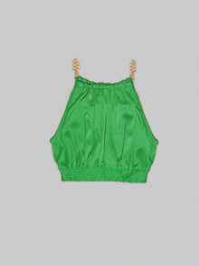 Lindo conjunto de 2 piezas unicolor de satén para mujer y elegante de verano - Verde - Ver 6