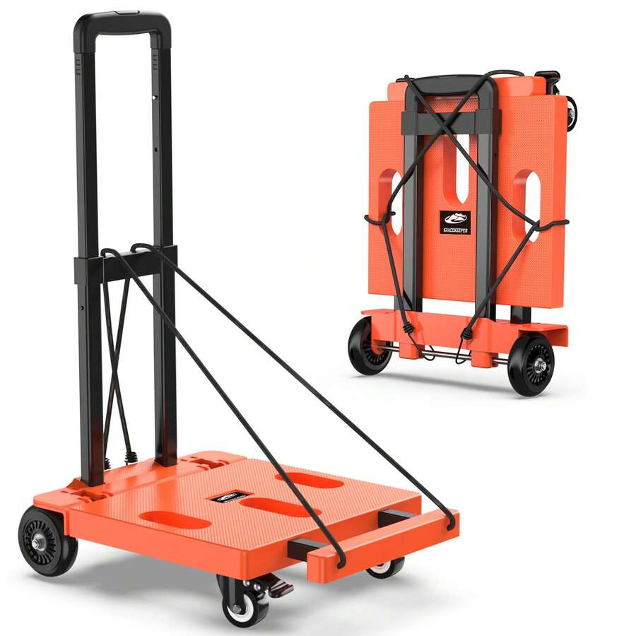 Foldable Hand Truck Dolly, 400 LB Folding Luggage Cart With Wheels, Portable Flatbed Cart Collapsible Hand Truck For Luggage, Travel, Moving, Shopping, Office Use - trái cam - Xem 1