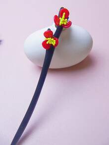 1pc 中国风亮粉梅花苞珍珠发簪 保色不易掉色 长18cm不伤头发不伤头皮发簪 红绿玛瑙珠子挂流苏木簪子 - 多色 - 查看 6