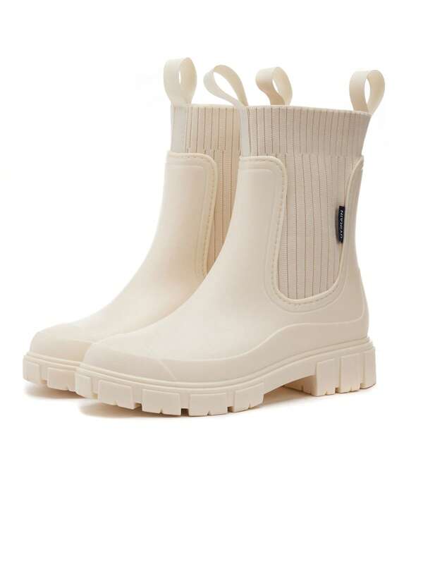 Dames effen waterdichte regenlaarzen, NewStyle modieuze ronde neus laarzen voor buiten, antislip regenlaarzen voor vrouwen en meisjes