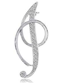 1 件 A-Z 26 个字母别针胸针镀银金属胸针别针-透明水晶首字母胸针 - 銀色 - 查看 31