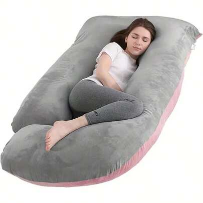 Pregnant Woman Pillow, U-Shaped Full Body Pillow-Detachable Pillowcase Extra Large Size-Gray-Sleeping Pregnant Woman Pillow-Adult Body Pillow, Pregnant Woman Pillow And Pregnancy Essential Mother Day Gift