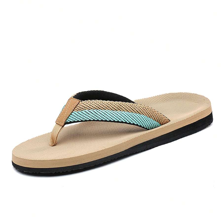 Plus Size Lightweight EVA Flip-Flops / Casual Non-Slip Slippers / Beach Thong Sandals, Solid Color, EVA Insole, Suitable For Vacation, Beach, Casual, Indoor & Outdoor, Spring/Summer - Beige - View 1