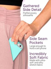 STRETCH IS COMFORT Women's And Plus Size Scoop Hem Flare Mid Length Skirt With Pockets | S-5X - Light Pink - 查看 5