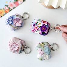 1pac Flower Case For AirPodsCase Cover, Stylish Soft Silicone Protector With Keychain, Compatible With Apple AirPods1st/2nd/3/4/Pro/Pro2 Generation Charging Case - Multicolor - View 1