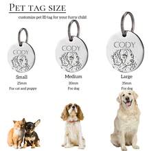 1pc Personalized Pet Portrait ID Tags - Custom Round Name & Number Engraved Dog & Cat Collar Tags - Multicolor - View 7