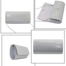 Chain Evening Bag Luxury Rhinestone Decor Underarm Banquet Clutch Cylinder Type Purse Women Female - Blue - View 11