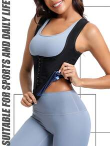 女士运动桑拿服，适合健身出汗，时尚显瘦，促进减肥，有助于塑形。配有固定式胸部支撑桑拿背心，适合跑步、瑜伽和燃脂训练。也可用作性感运动服。包含腰带修剪器，可用于健身塑身衣和塑形健身房配件、收腹带、腰带、收腹束腹带