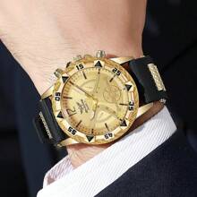 1 Stück - Herren Quarzuhr - bequemes Silikonarmband, Gehäuse aus Legierung, Analoganzeige - Vatertagsgeschenk, bestes Geschenk für Männer