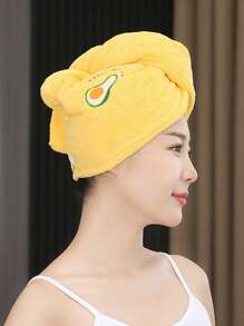5-Piece Set Of Coral Velvet Cartoon Embroidered Hair Blowing Hats, Women's Bathing Hats With Water Absorbing Triangle Hats, Water Absorbing Hair Blowing Towels, 1 Women's Quick Drying Hair Towel, Highly Absorbent Coral Velvet Women's Hair Towel Set